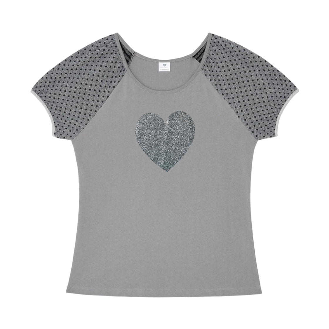 아이썸머리 하트 글리터 티셔츠 그레이(Isummerly Heart Glitter T-shirt - Gray)