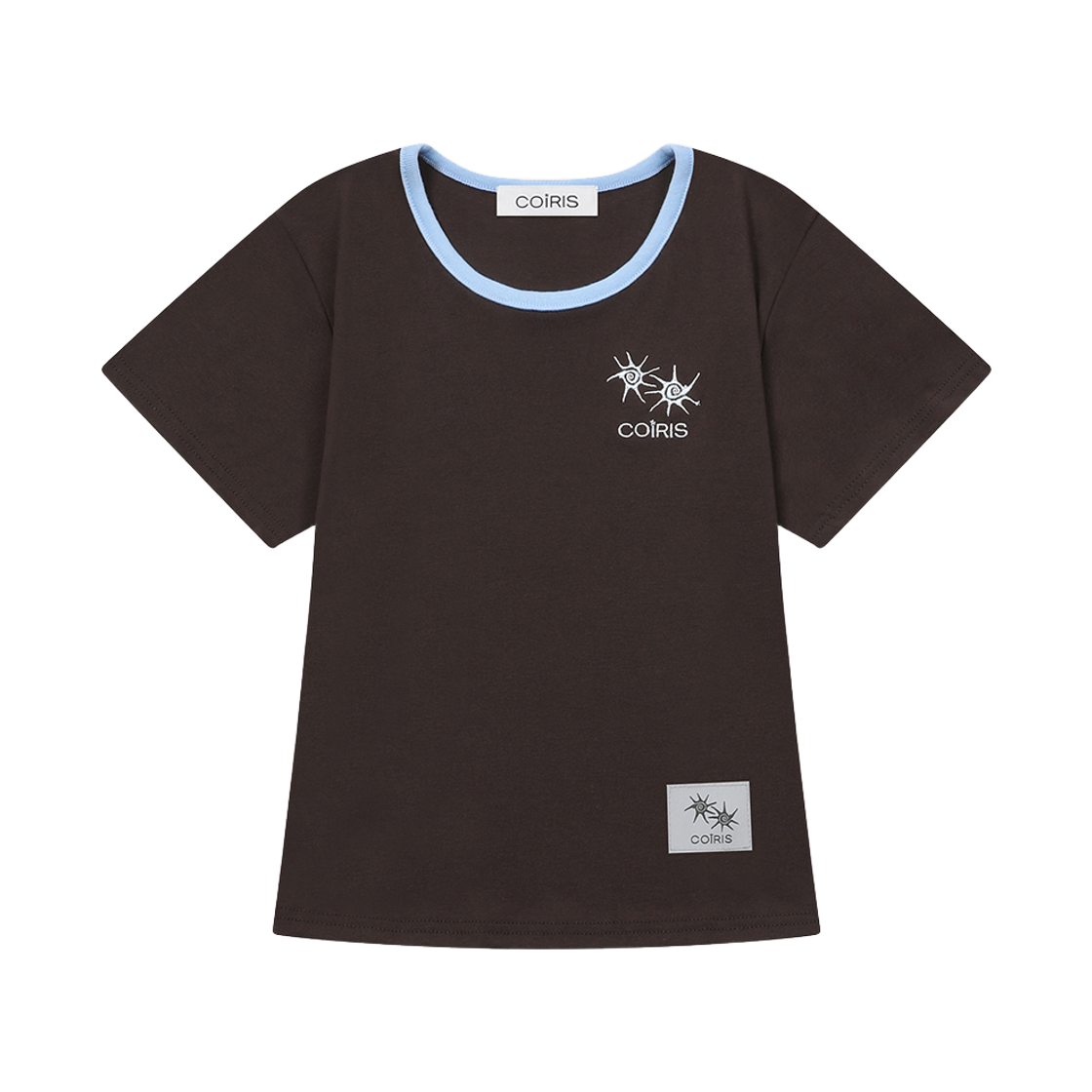 C-P00000HA Coiris Rora Small Logo U-Neck Half T Brown