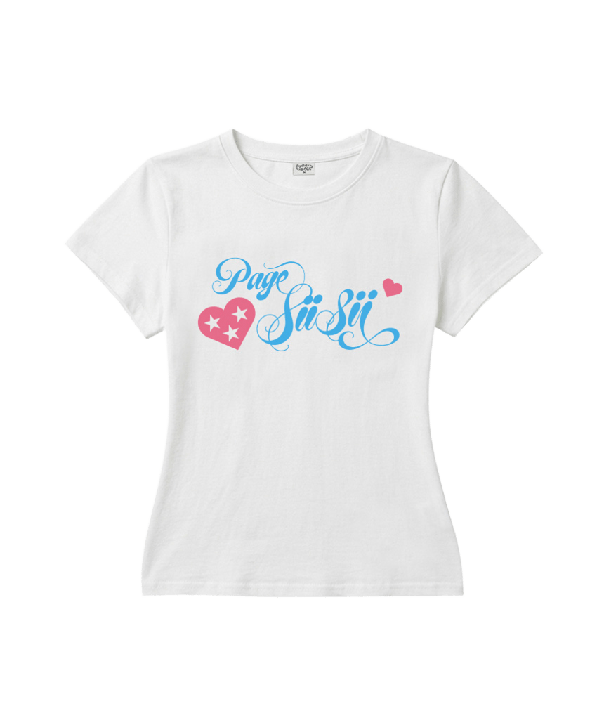 P261STS041IV pagesiisii Star Heart Lettering Print Slim Fit T-Shirt Ivory