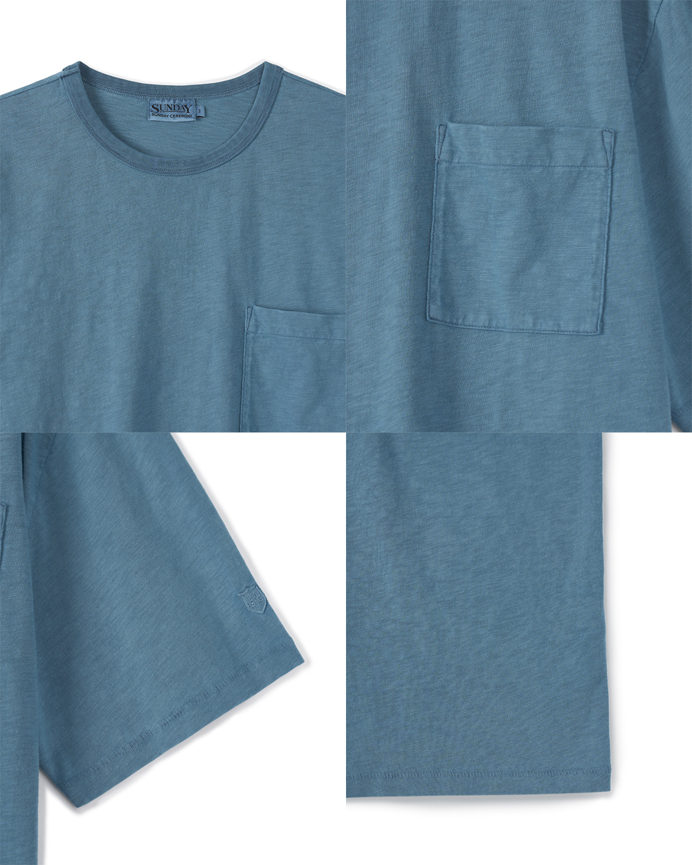 [세트] (M) 선데이세레머니 내추럴 다이드 베이직 슬럽 티 딥 인디고 + 네커치프([Set] (M) SUNDAY CEREMONY  Natural Dyed Tee  - Deep Indigo + Neckerchief) - 3