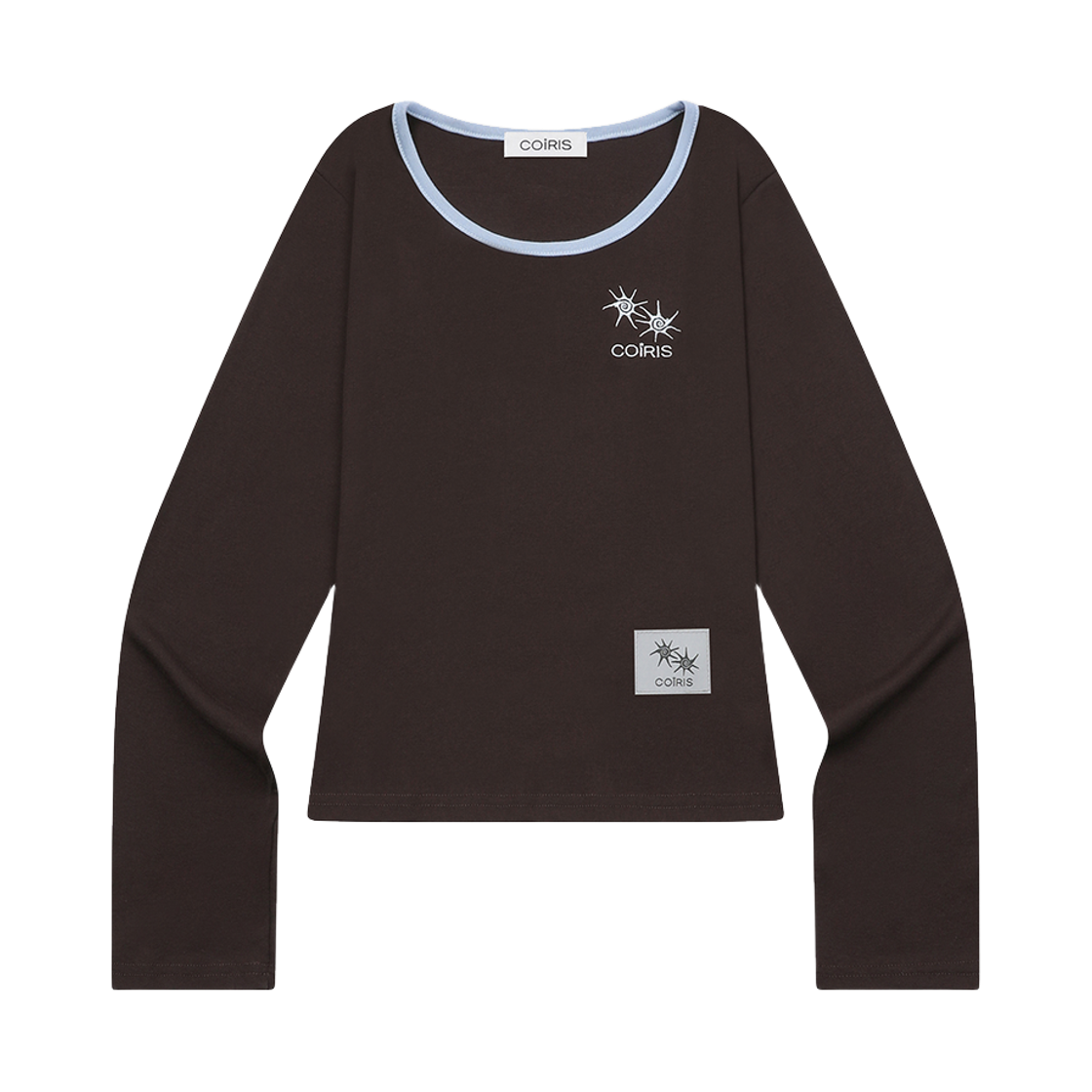 C-P00000HK Coiris Rora Small Logo U-Neck Long-Sleeve T Brown