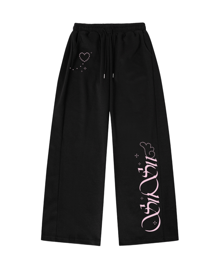 P261TSP006BK pagesiisii SiiSii Angel Stone Print Wide-Leg Sweatpants Black