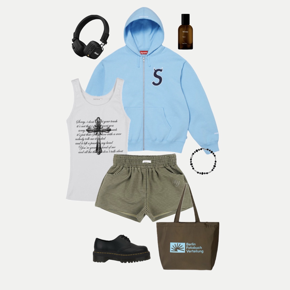 Supreme Devil S Logo Zip Up Hooded Sweatshirt Light Blue - 26SS, (W) Fancy Club Front Cross Sleeveless White 착용 스타일