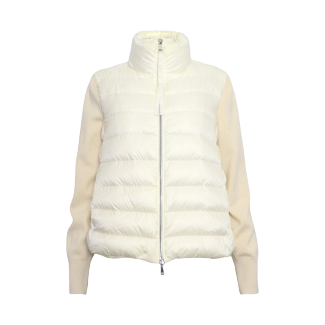 ITOD4I66UQGT Moncler G20939 White Logo Goose Down Women Tricot Cardigan Jacket