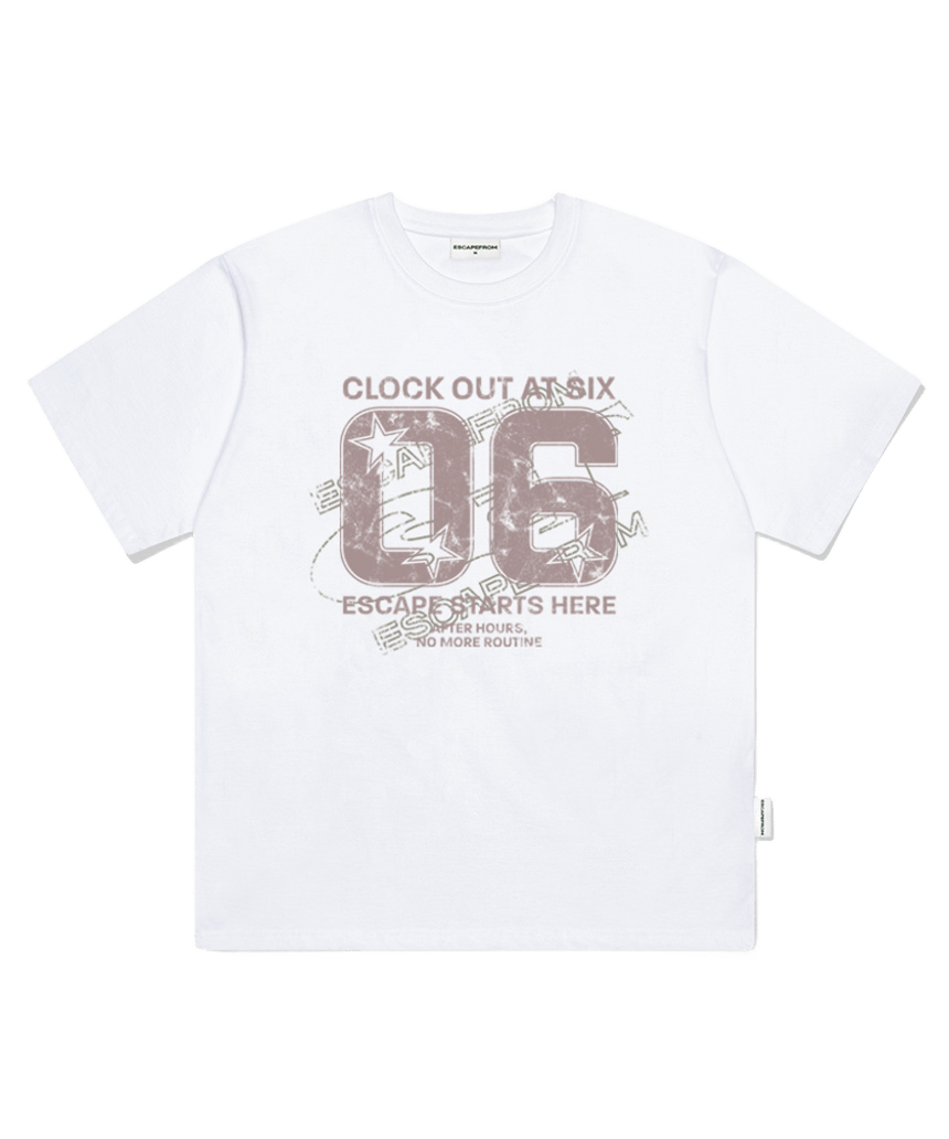 E261OTS102WH Escapefrom 06 ESCF Print Oversized T-Shirt White