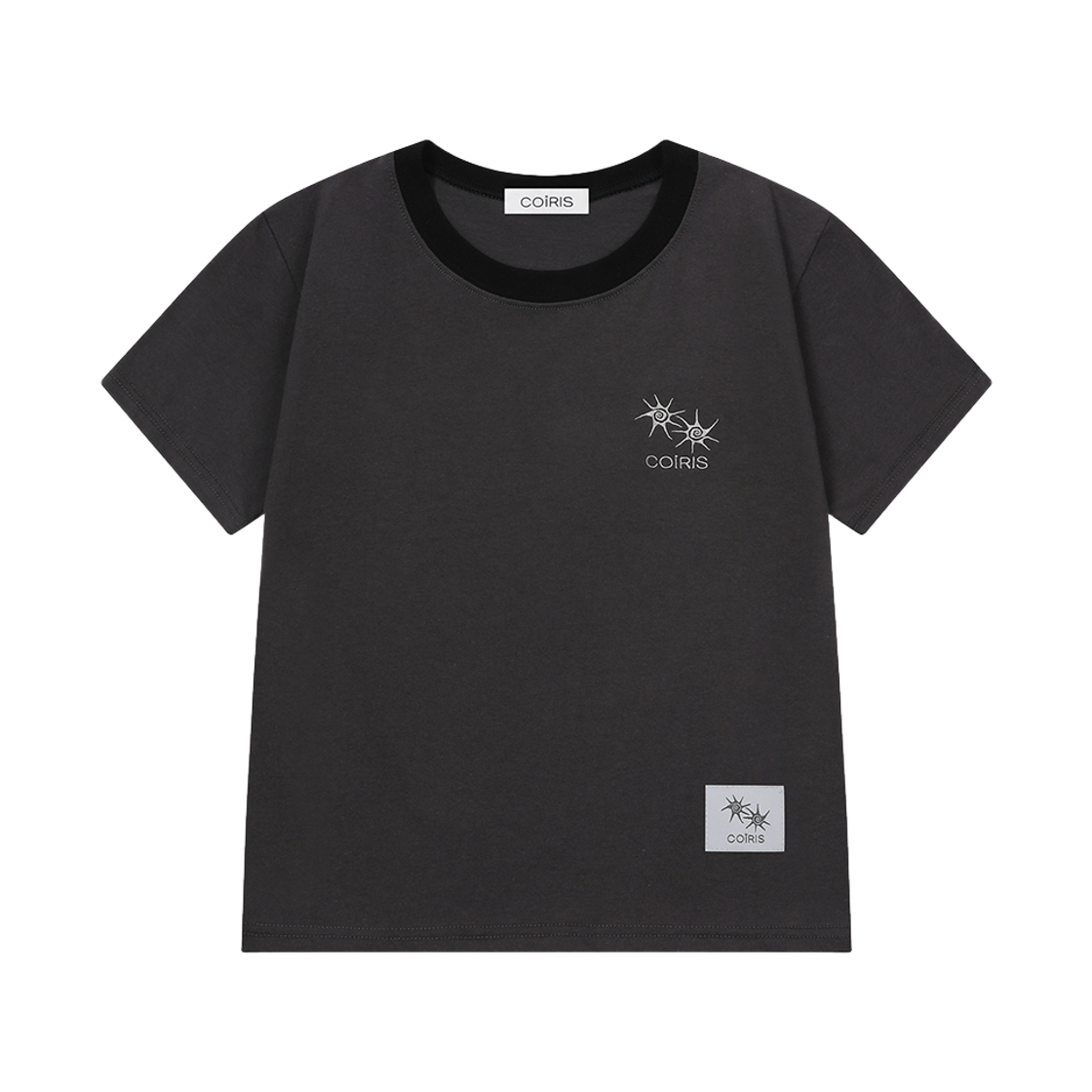 C-P00000DS Coiris Rora Small Logo Half T Charcoal