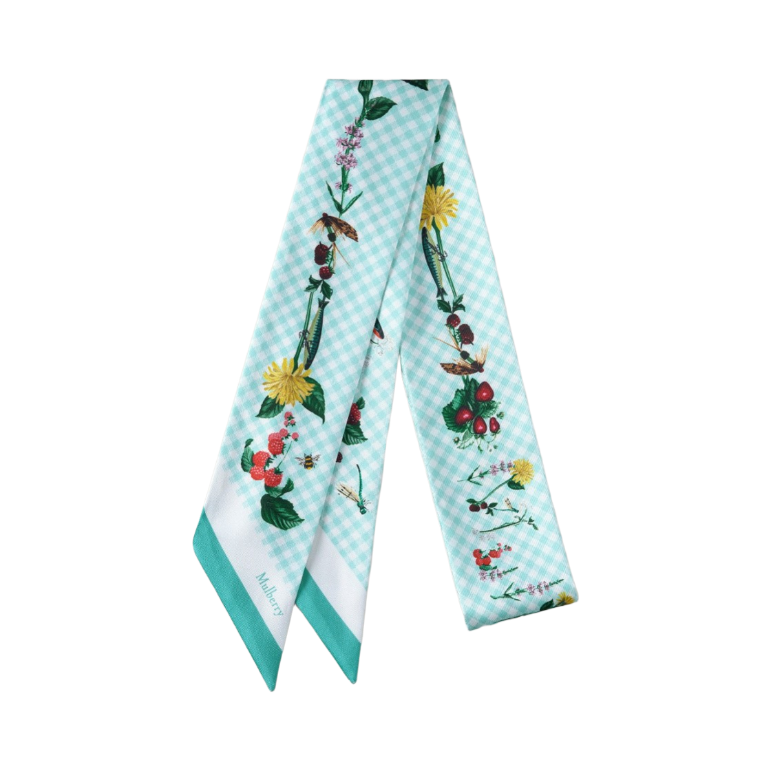 멀버리 리버사이드 플로럴 스키니 스카프 마리나 블루 리사이클드 폴리에스터(Mulberry Riverside Floral Skinny Scarf Marina Blue Recycled Polyester)