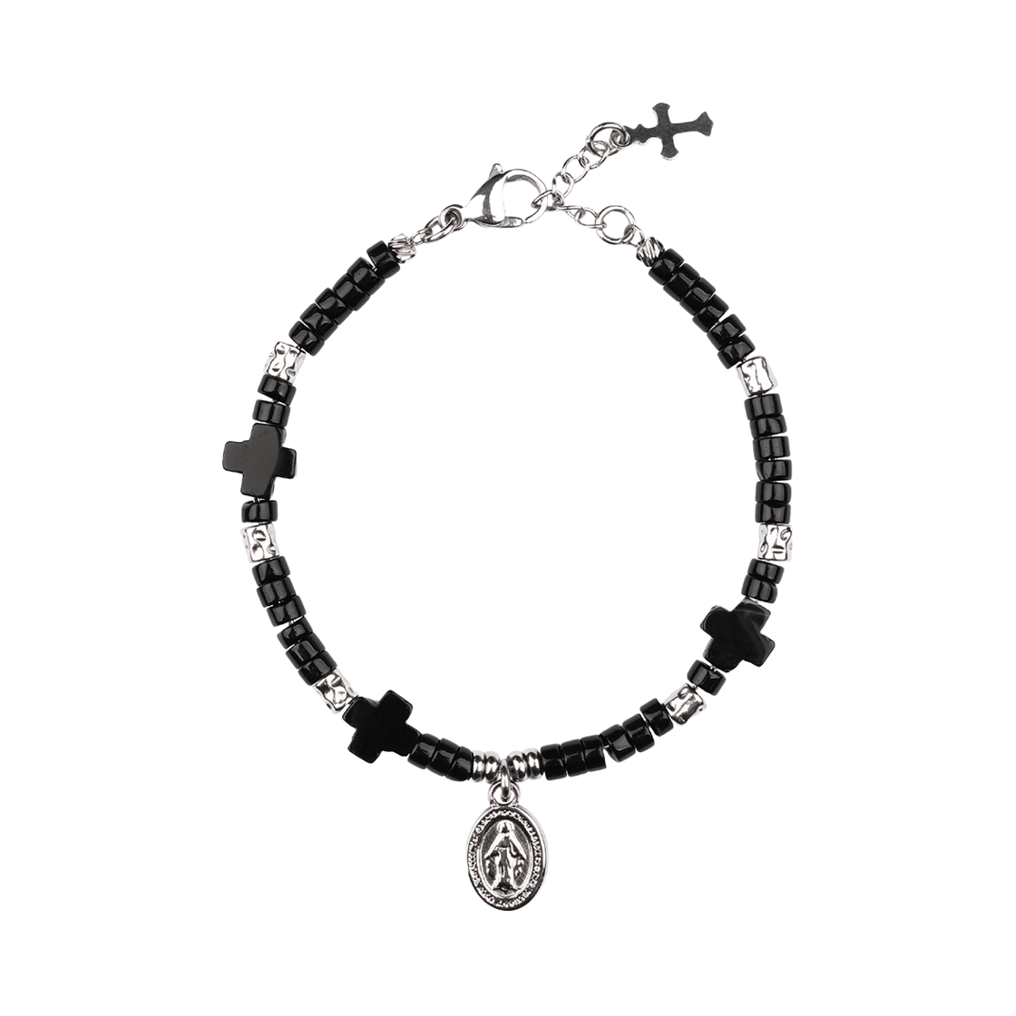 파프롬왓 스톤 크로스 브레이슬릿 블랙(Farfromwhat Stone Cross Bracelet_Black)