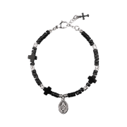 Farfromwhat Stone Cross Bracelet_Black