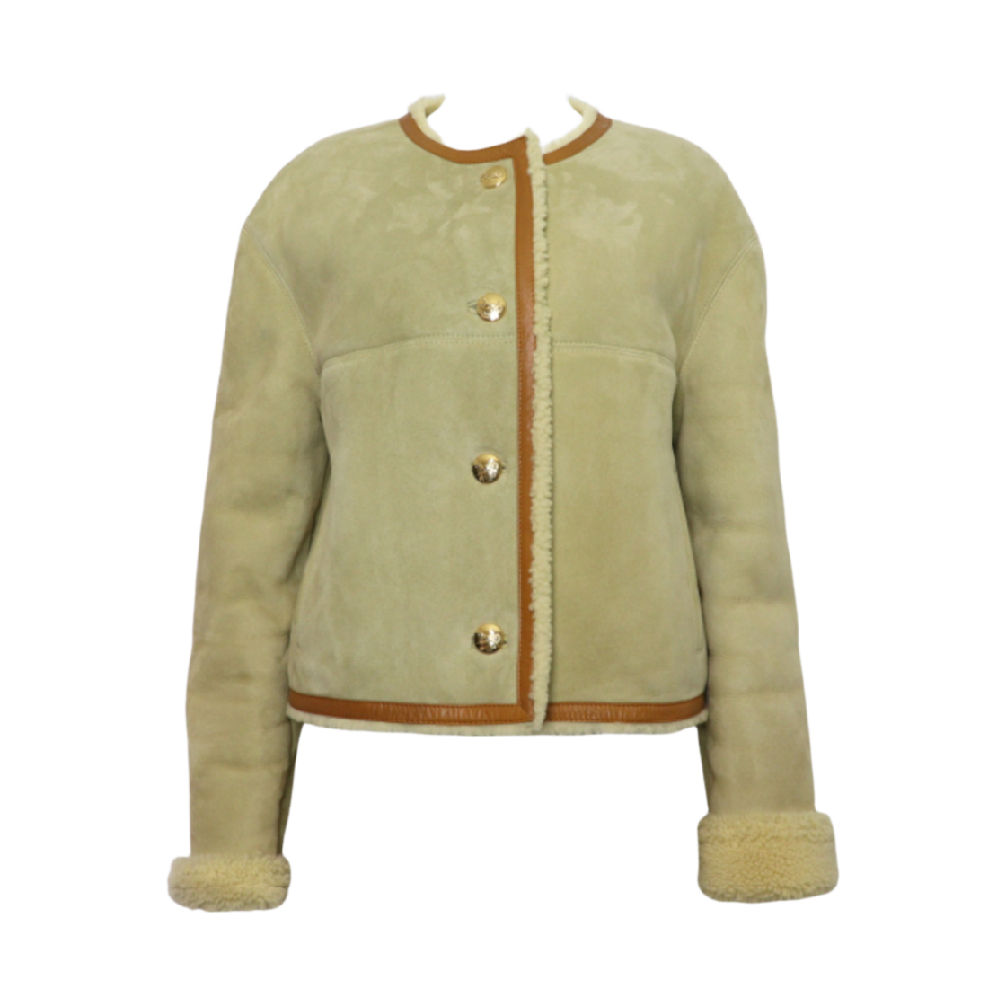 셀린느 2F269352O 램스킨 양털 시어링 금장 버튼 여성 무스탕 자켓aa62669(Celine Lambskin Shearling Mustard Jacket Gold Buttons)