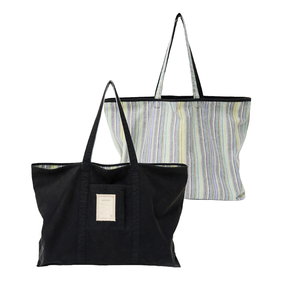 [예약 배송] 선데이세레머니 빈티지 스트라이프 리버시블 토트백 - 블랙([예약 배송] SUNDAY CEREMONY Vintage Stripe Reversible Tote Bag - Black)