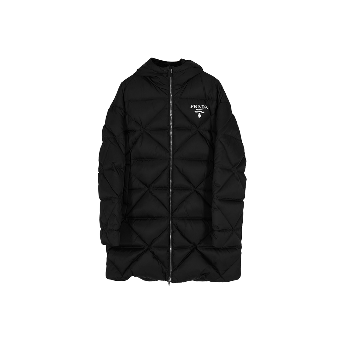 프라다 남성 삼각 로고 리나일론 다운 코트 롱 패딩 자켓 블랙(Prada Men Triangle Logo Re-Nylon Down Coat Black)