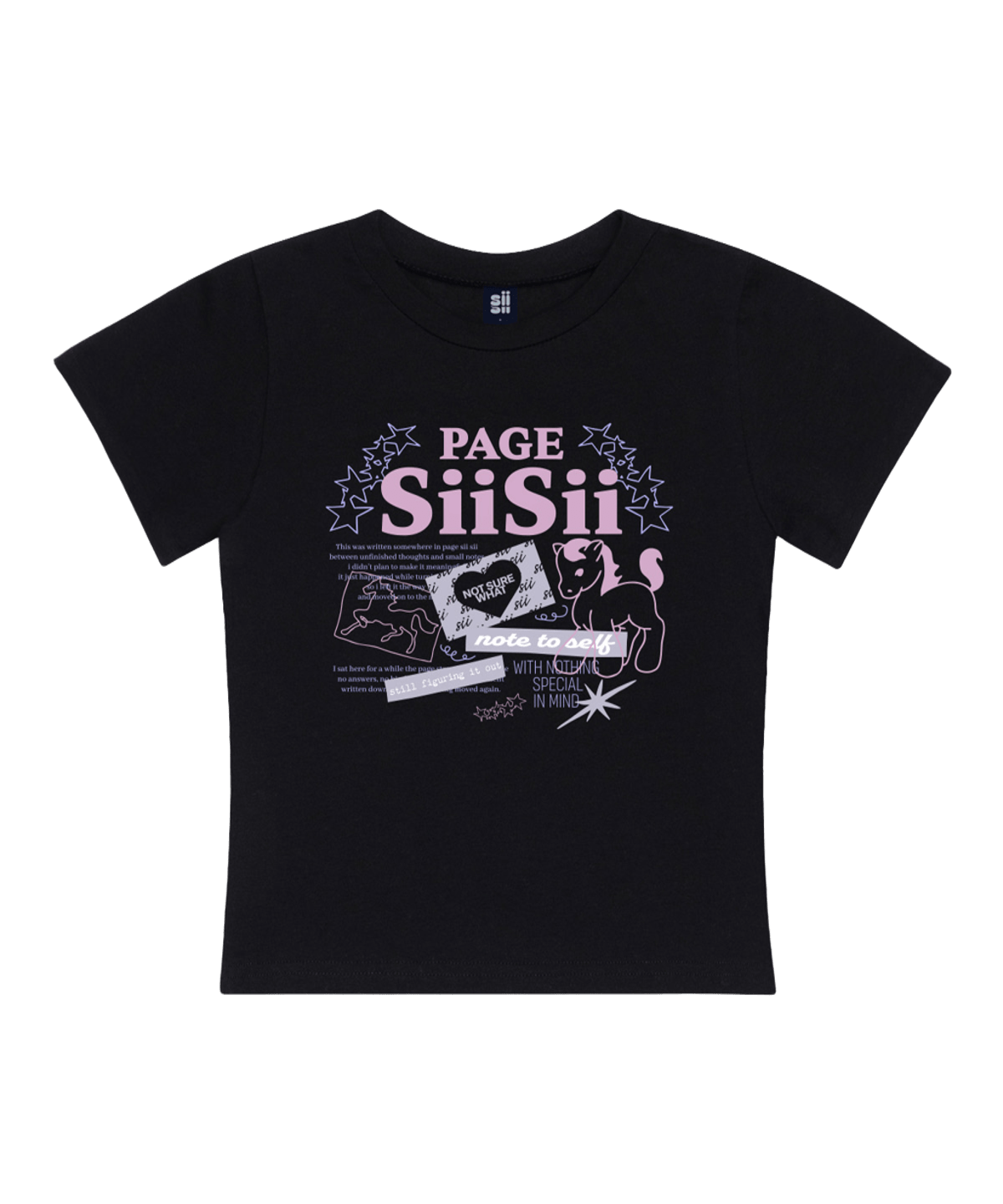 페이지시시 포니 다이어리 프린트 슬림핏 반팔티 블랙(pagesiisii Pony Diary Print Slim Fit T-Shirt Black)