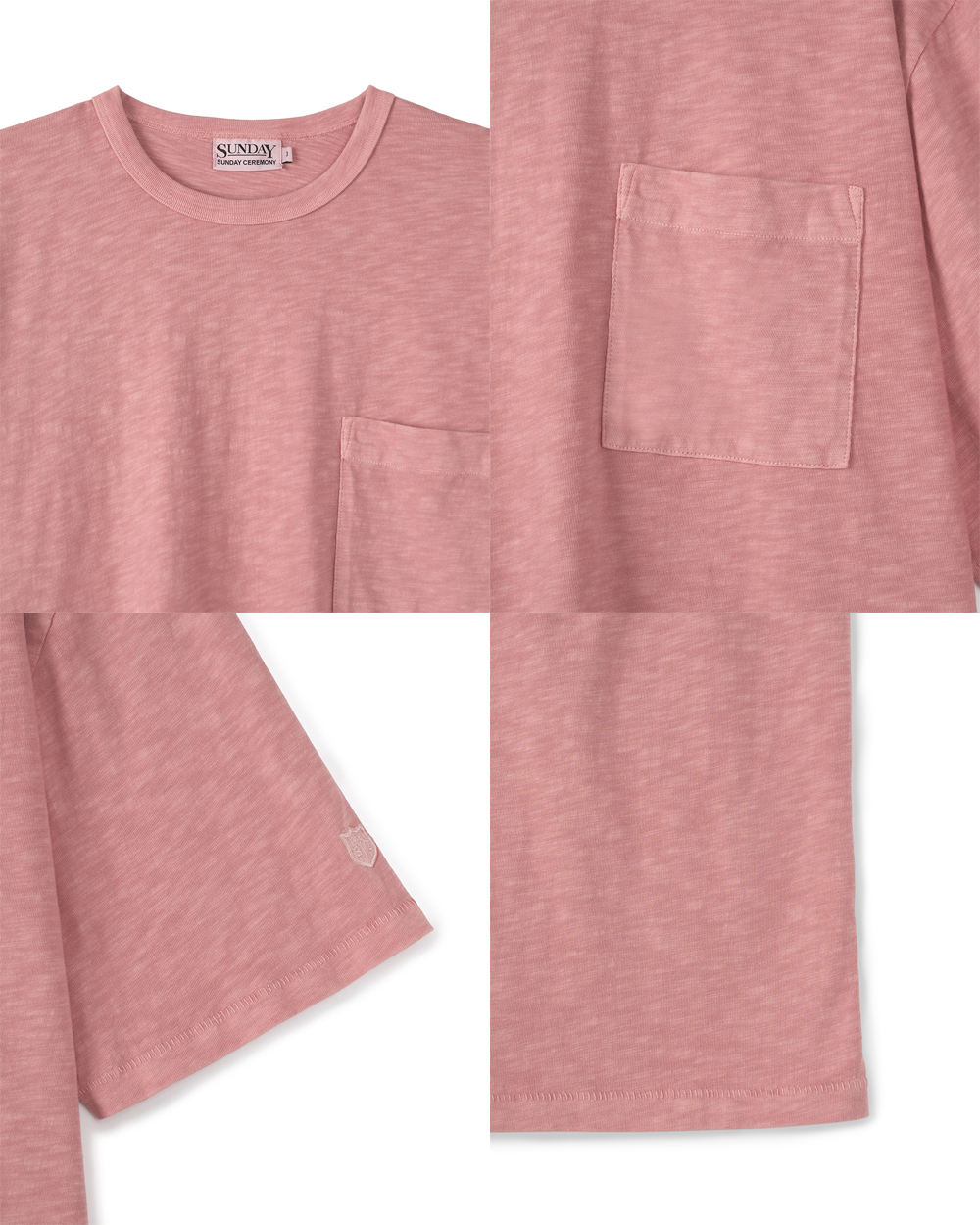 [세트] (M) 선데이세레머니 내추럴 다이드 베이직 슬럽 티 애쉬 핑크 + 네커치프([Set] (M) SUNDAY CEREMONY  Natural Dyed Tee  - Ash Pink + Neckerchief) - 3
