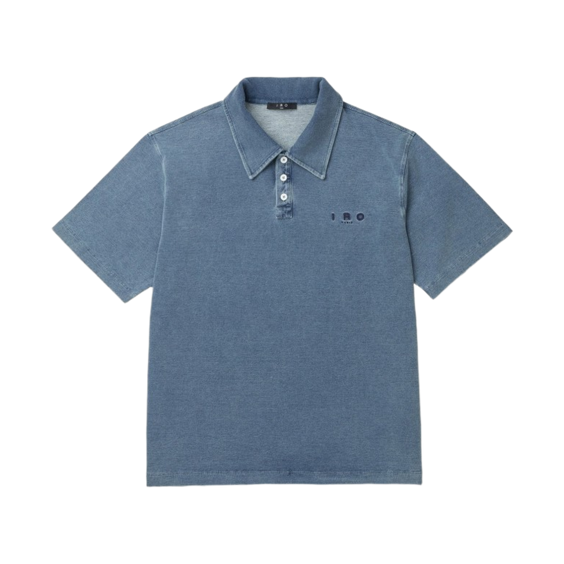 이로 자레스 데님 질감 버튼 카라 반소매 티셔츠 블루(Iro Jareth Denim Texture Button-Collar Short-Sleeve T-Shirt Blue) - 5