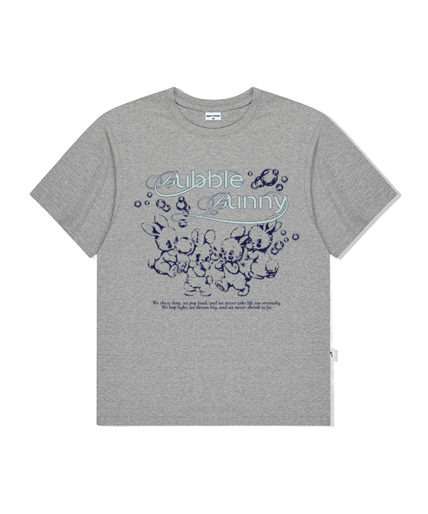 이스케이프프롬 버블 버니 프린트 오버핏 반팔티 그레이(Escapefrom Bubble Bunny Print Oversized T-Shirt Gray)
