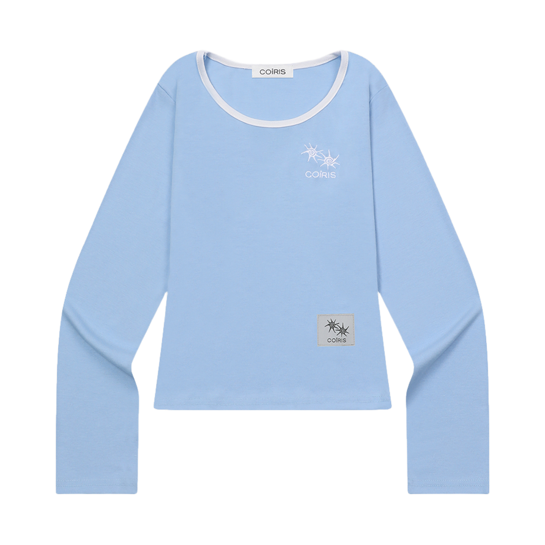 C-P00000HK Coiris Rora Small Logo U-Neck Long-Sleeve T Blue