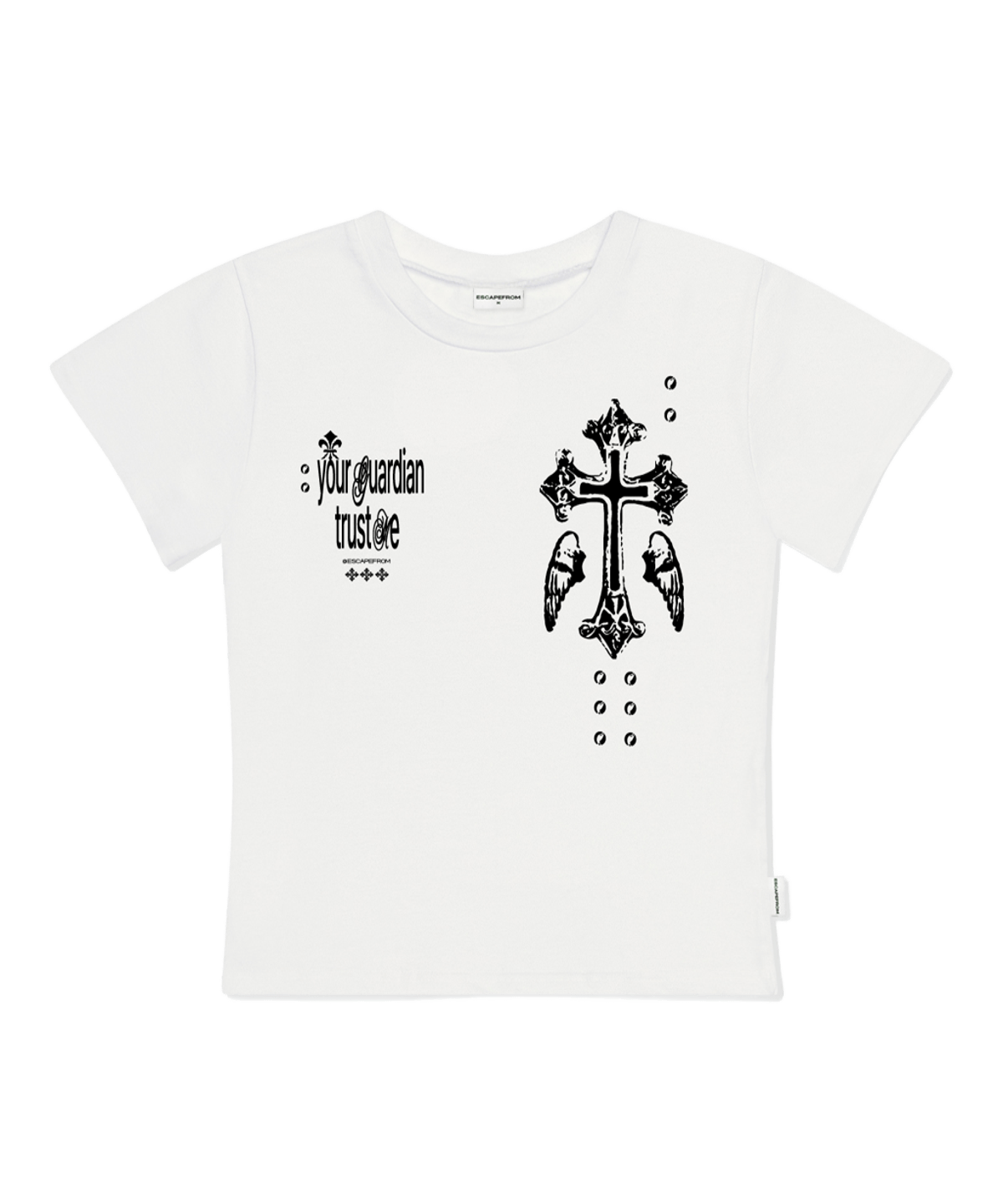 E261STS066IV Escapefrom Guardian Cross Print Slim Fit T-Shirt Ivory