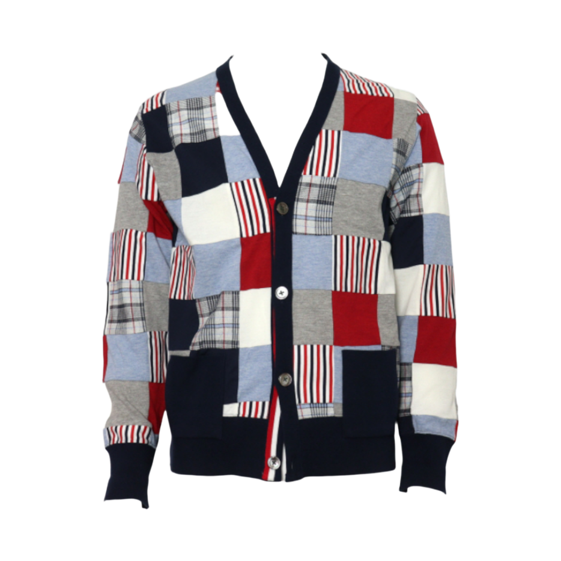 ITKCGR8R8BEV Thom Browne Multi-Color Patchwork Cardigan