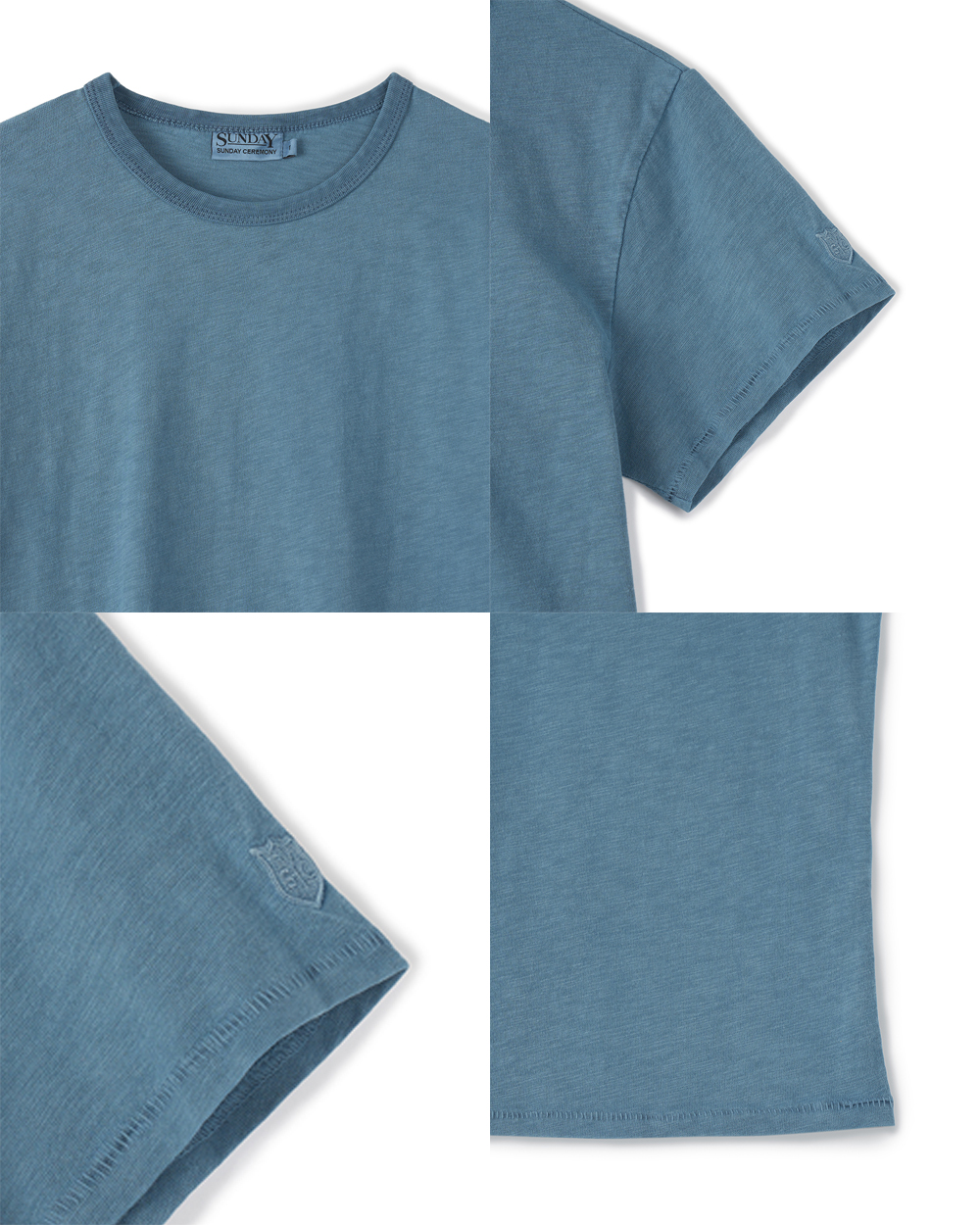 [세트] (W) 선데이세레머니 내추럴 다이드 베이직 슬럽 티 딥 인디고 + 네커치프([Set] (W) SUNDAY CEREMONY  Natural Dyed Tee - Deep Indigo + Neckerchief) - 3
