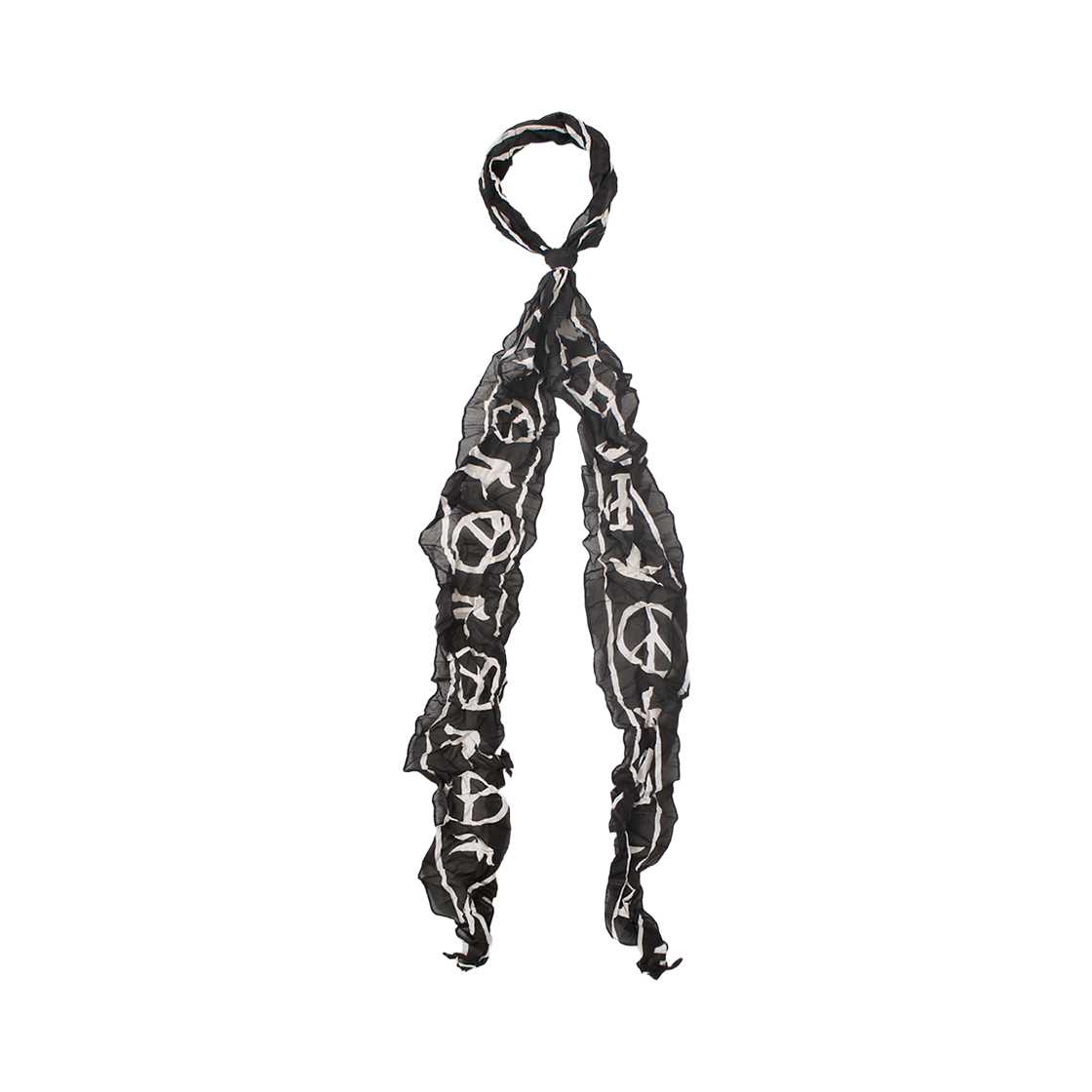 K2606XM558 Kapital Washed Silk Moga Scarf Live Peace Black
