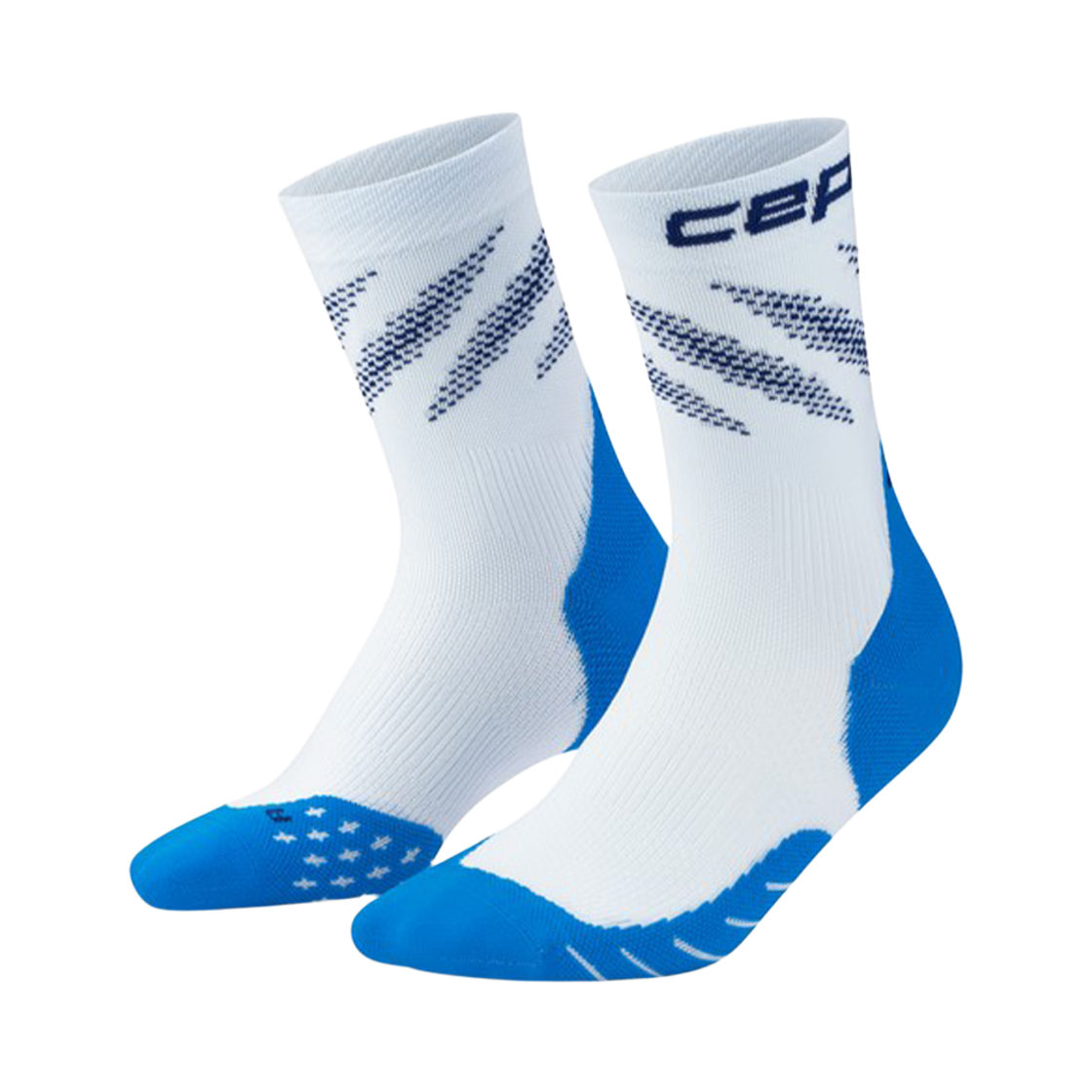 CEP 코어 런 에디션 이립틱 미드컷 삭스 라이트블루 블루 남성용(CEP Core Run Edt. Elliptic Socks Mid Cut Light Blue Blue Men's)