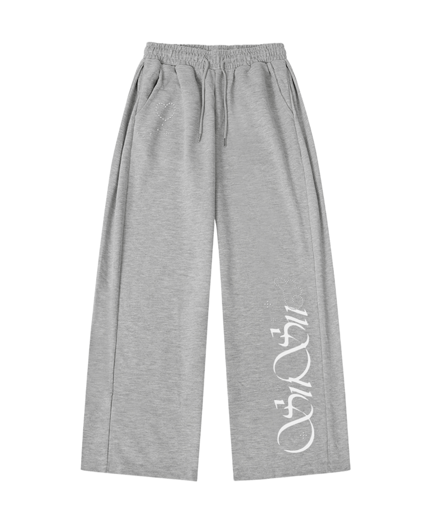 P261TSP007GR pagesiisii SiiSii Angel Stone Print Wide-Leg Sweatpants Gray