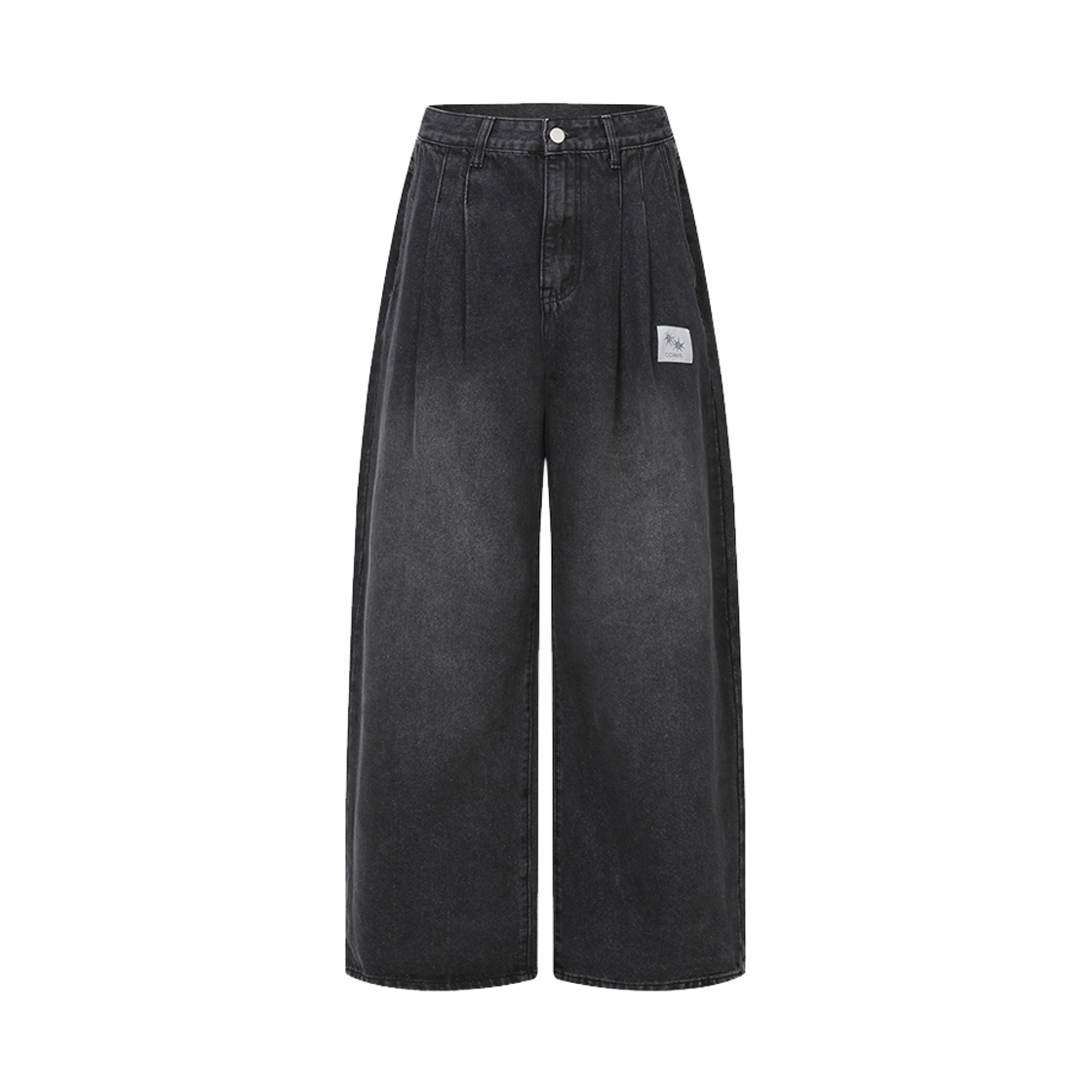 C-P000000V Coiris Dulo Two Pintuck Wide Denim Pants Unisex Black
