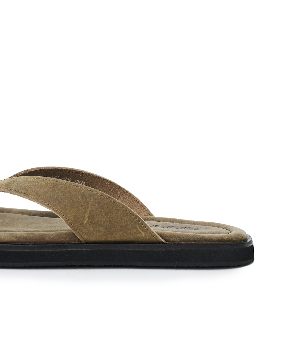 선데이세레머니 빈티지 레더 플립 플랍 - 올리브(SUNDAY CEREMONY Vintage Leather Flip Flops - Olive) - 6