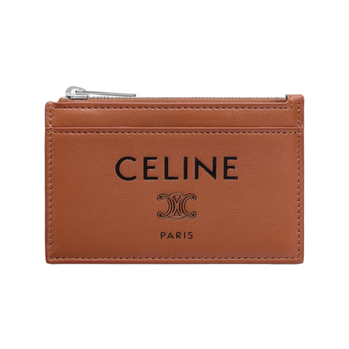 10F993R22-GLK3 Celine Zipped Card Holder In Smooth Lambskin Tan Black