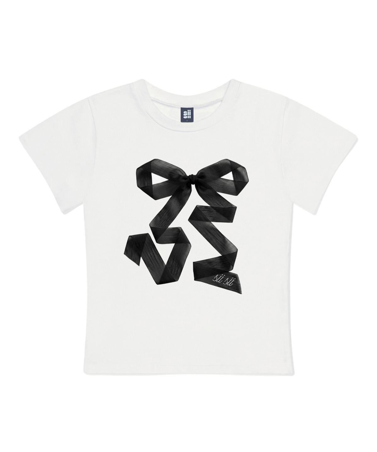 P261STS033IV pagesiisii Folded Ribbon Print Slim Fit T-Shirt Ivory
