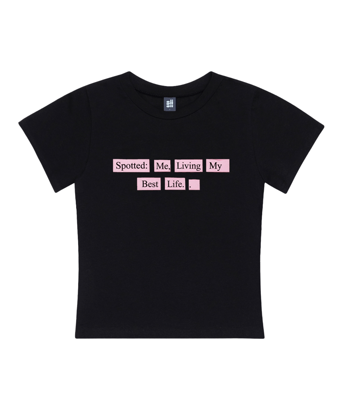 P261STS016BK pagesiisii Best Life Print Slim Fit T-Shirt Black