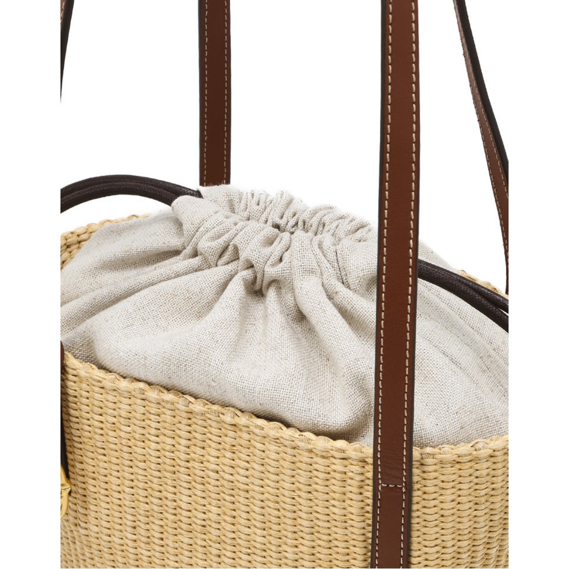 아떼 바네사브루노 액세사리 베이지 라피아 숄더백 S AABA6F802W2(Athe Vanessabruno Acc Beige Raffia Shoulder Bag S Normal Brown) - 6
