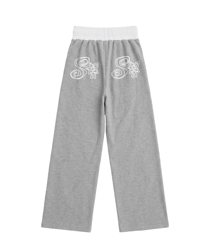 페이지시시 시시 스타 프린팅 오비 배색 스웻팬츠 그레이(pagesiisii SiiSii Star Print Contrast Waistband Sweatpants Gray)