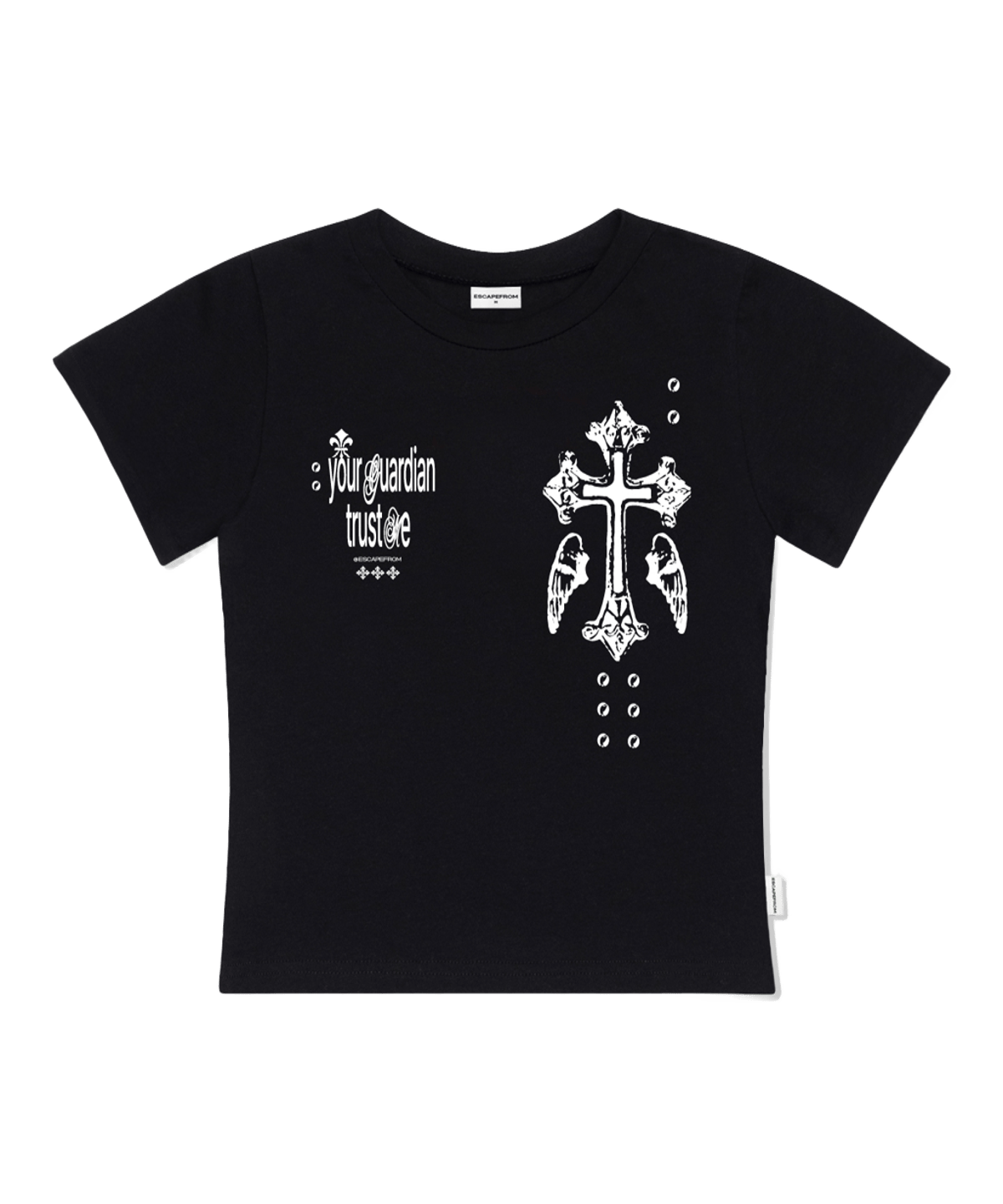 E261STS068BK Escapefrom Guardian Cross Print Slim Fit T-Shirt Black