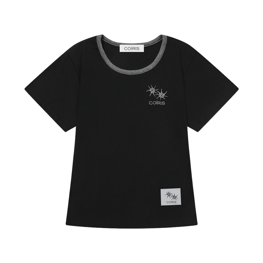 C-P00000HA Coiris Rora Small Logo U-Neck Half T Black