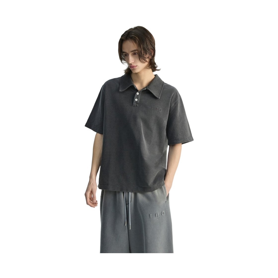 이로 자레스 데님 질감 버튼 카라 반소매 티셔츠 그레이(Iro Jareth Denim Texture Button-Collar Short-Sleeve T-Shirt Gray) - 6