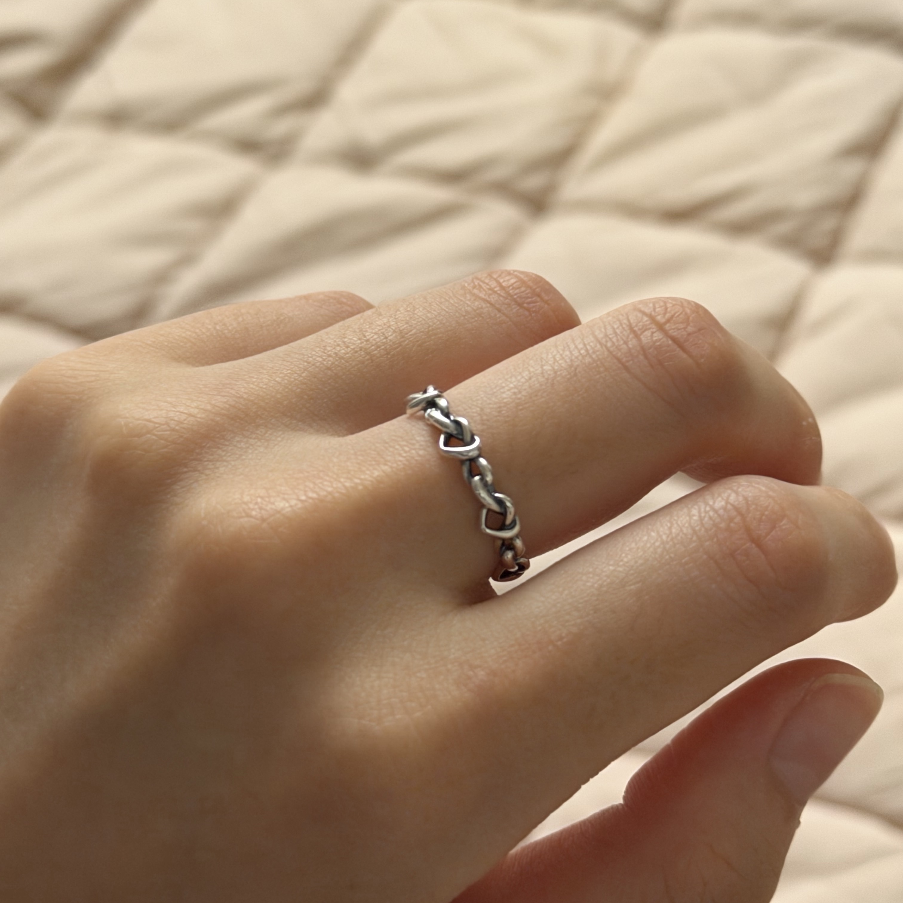 (W) Pandora Knotted Hearts Ring Sterling Silver 착용 스타일