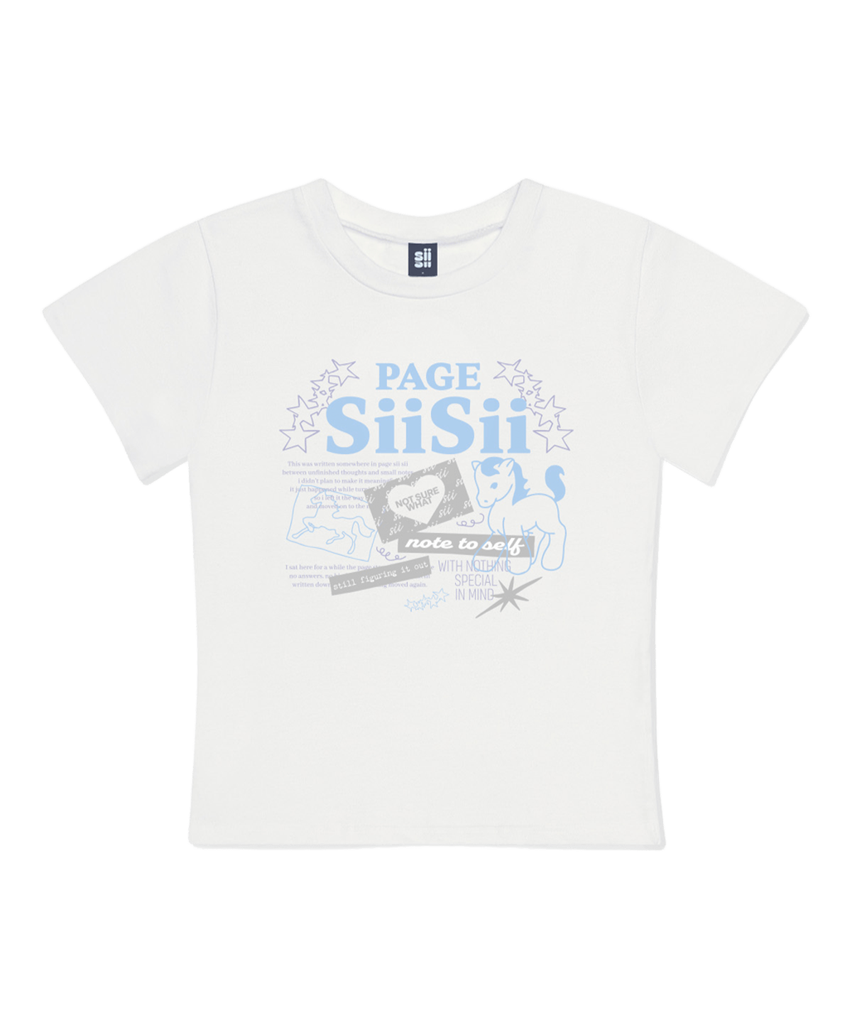 페이지시시 포니 다이어리 프린트 슬림핏 반팔티 아이보리(pagesiisii Pony Diary Print Slim Fit T-Shirt Ivory)