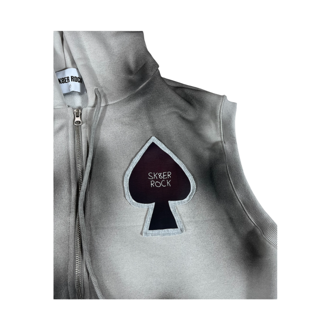 스케이터락 스페이드 페인팅 스웨트 후드 집업 베스트 그레이(SK8ERROCK Spade Painting Sweat Hood Zip-up Vest Gray) - 4