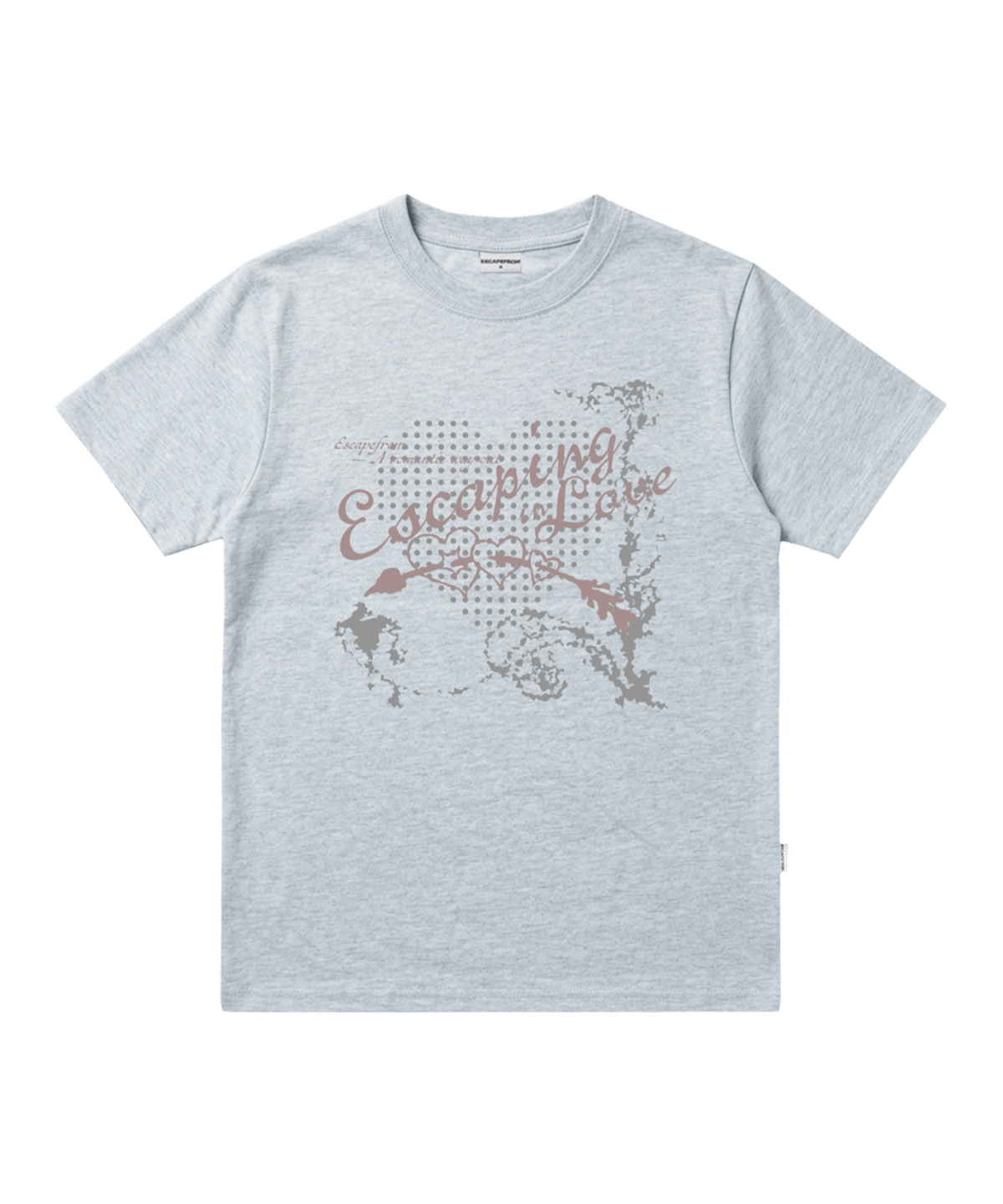 E261NTS023MB Escapefrom Escaping In Love Print Standard Fit T-Shirt Melange Blue