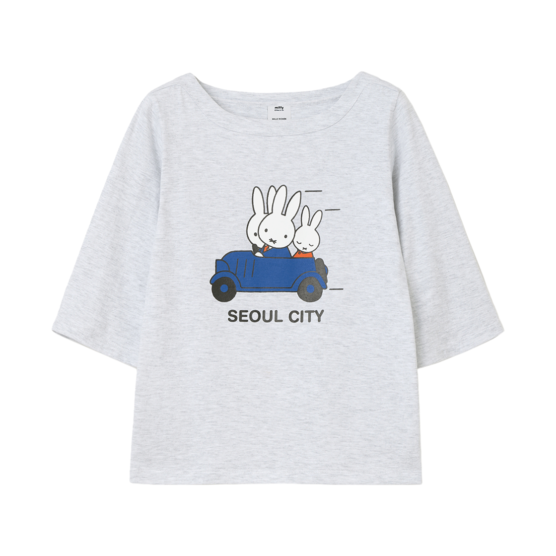 밀로 우먼 x 미피 미피 & 서울 시티 티셔츠 화이트 멜란지(MILLO WOMEN x miffy Miffy & Seoul City T-Shirt White Melange)