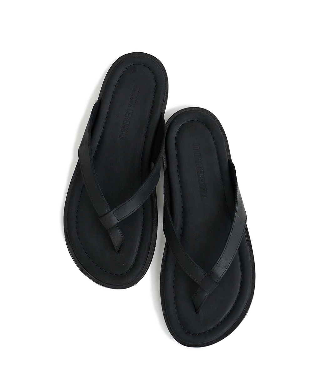 선데이세레머니 빈티지 레더 플립 플랍 - 블랙(SUNDAY CEREMONY Vintage Leather Flip Flops - Black) - 2
