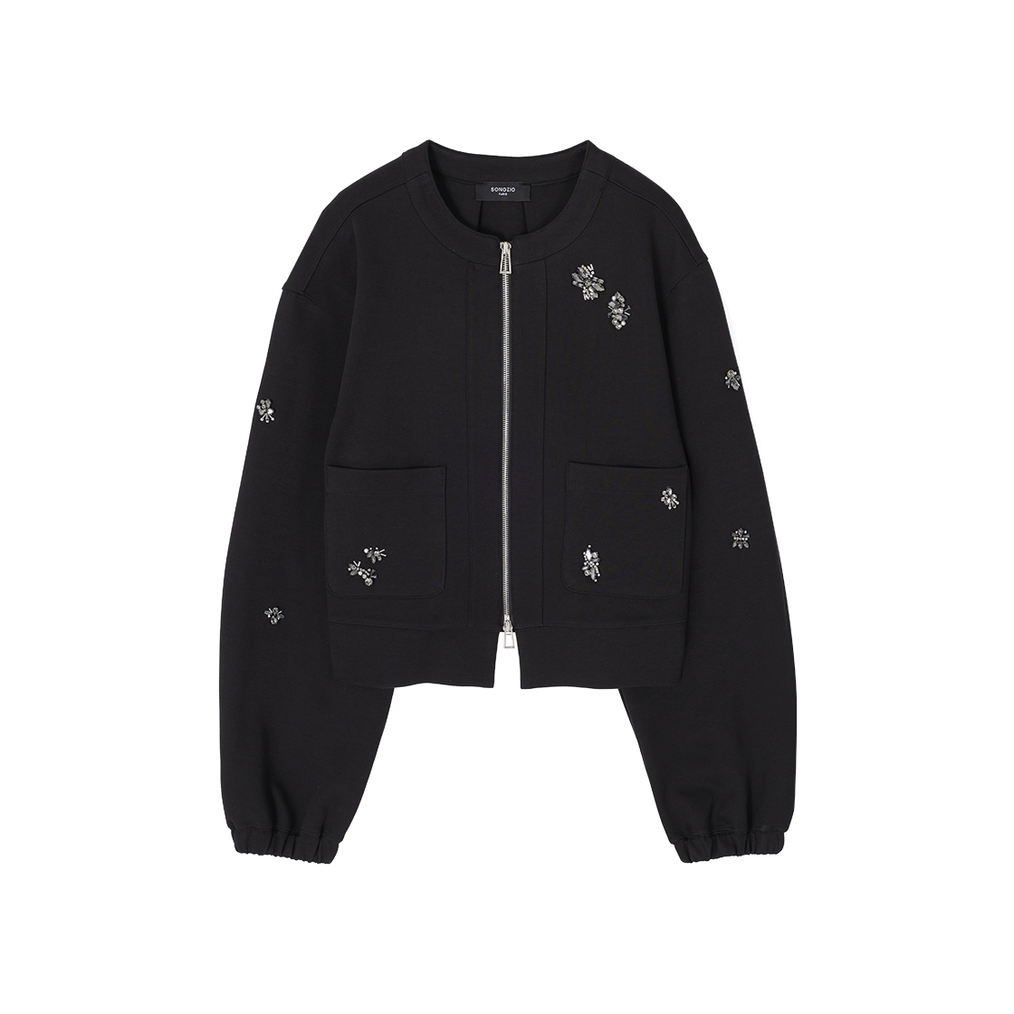 WI2JP218BK (W) SONGZIO Etoile Applique Zip Up Jumper Black