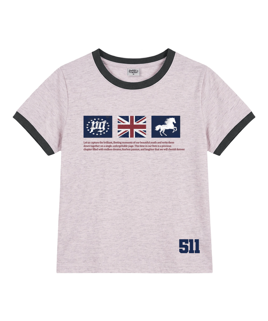 P261LTS003MP pagesiisii PG Star Print Ringer T-Shirt Melange Pink