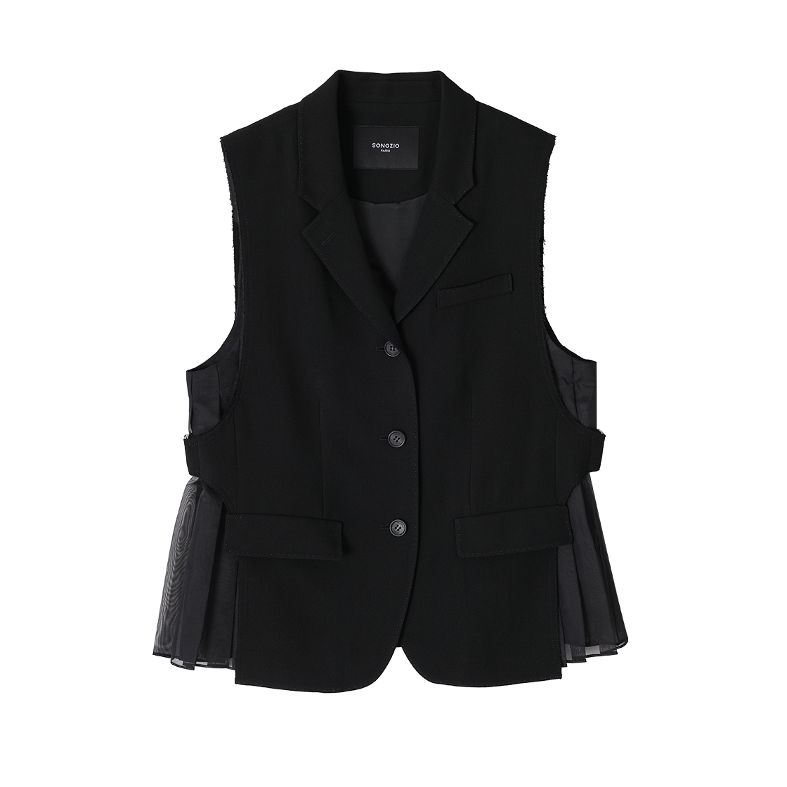 WI3JK300BK (W) SONGZIO Pleats Sleeveless Jacket Black