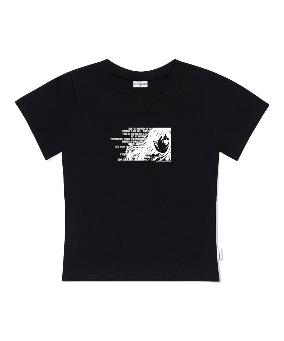 이스케이프프롬 프레임 걸 프린트 슬림핏 반팔티 블랙(Escapefrom Frame Girl Print Slim Fit T-Shirt Black)
