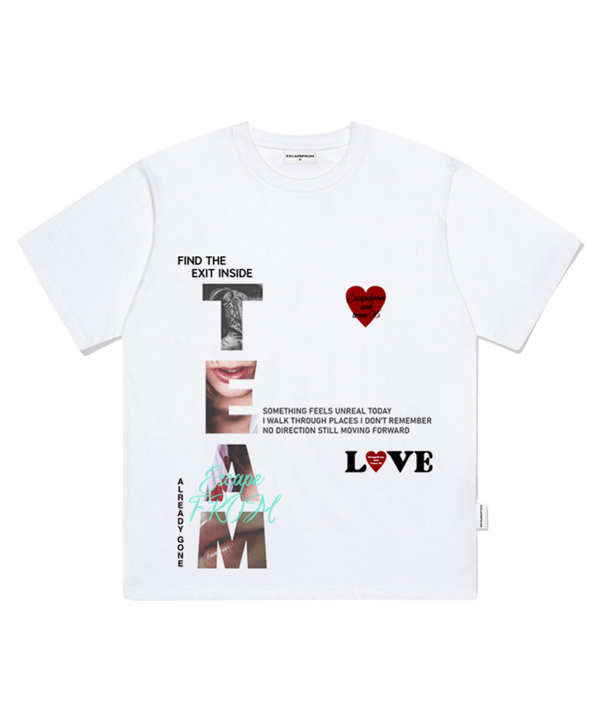 E261OTS140WH Escapefrom Exit Inside Print Oversized T-Shirt White