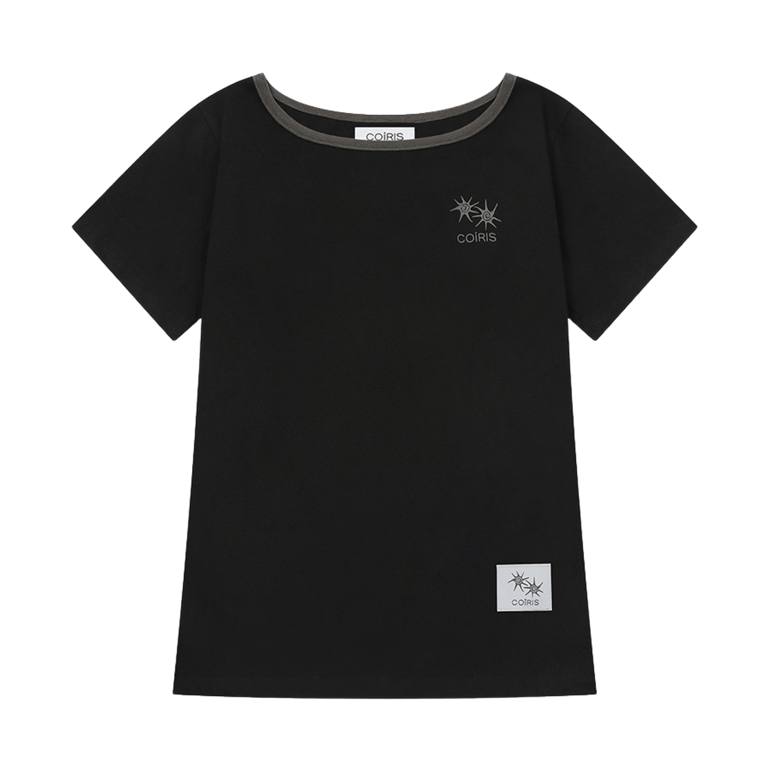 C-P00000HI Coiris Rora Small Logo One-Shoulder Half T Black