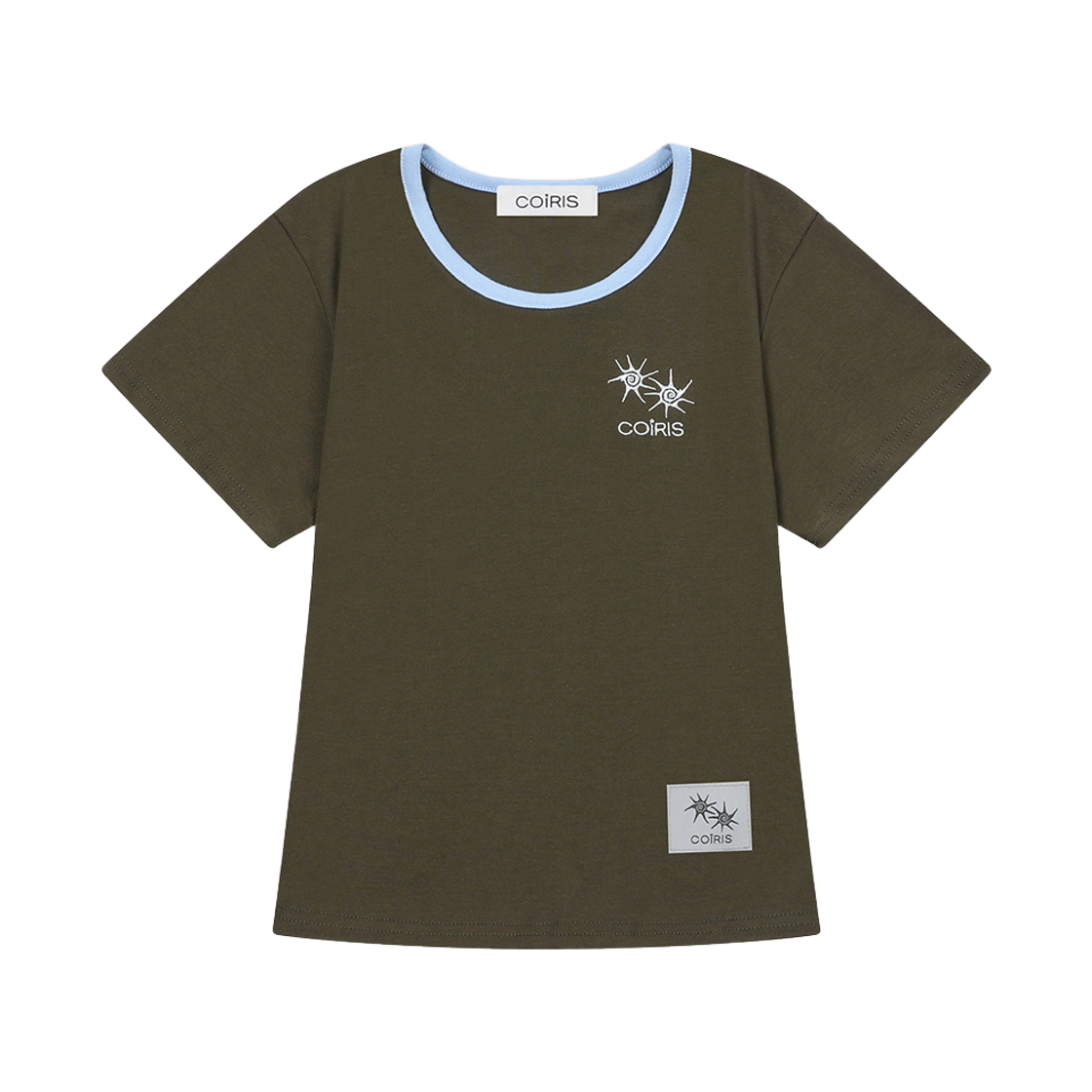 C-P00000HA Coiris Rora Small Logo U-Neck Half T Khaki